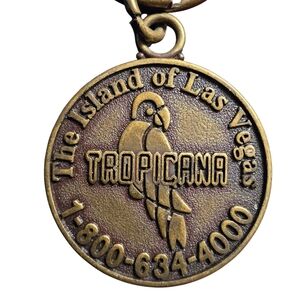 Vintage Tropicana Hotel Brass Keychain Pendant – “The Island of Las Vegas"